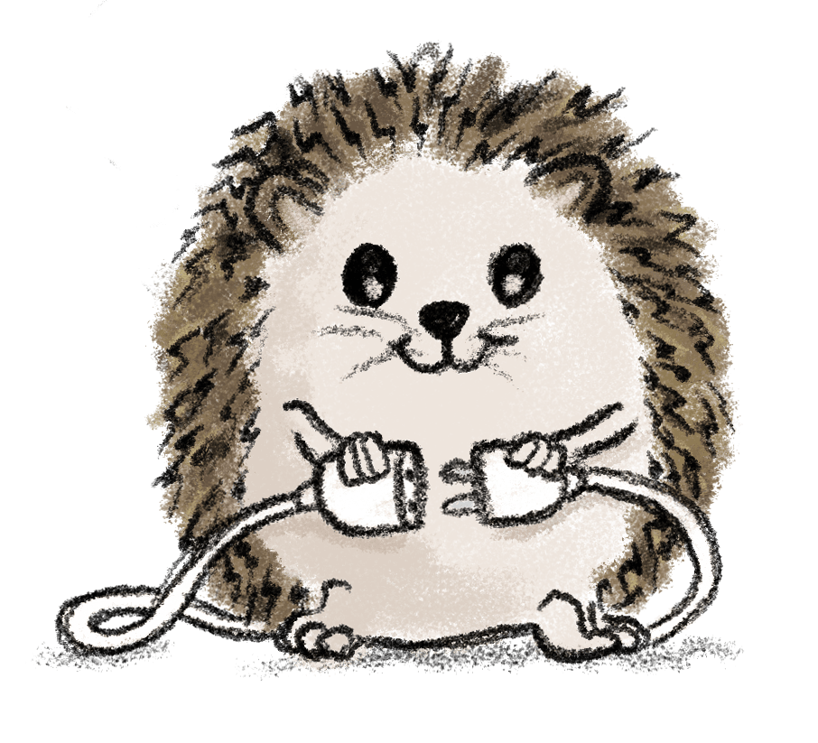 Igelkott som stoppar i en kontakt i ett eluttag